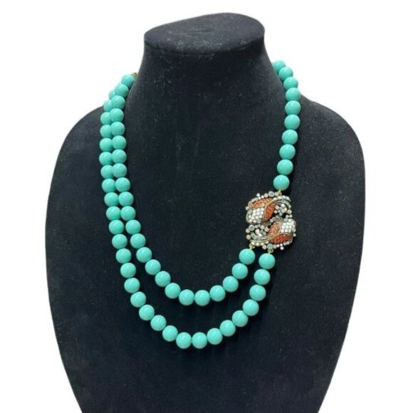 HEIDI DAUS China, Swarovski Crystal and Turquoise Bead necklace, OS - Picture 1 of 6